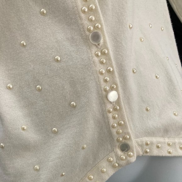BFA Classics Vintage Ivory Cardigan With Pearl Detail  Petite Large - Picture 7 of 15